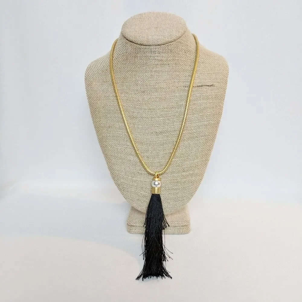 Rachel Zoe Gracie Silk Tassle Necklace 12kt Gold P